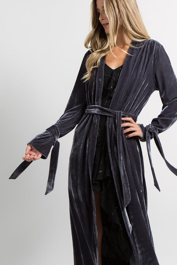 Long Velvet Kimono, Jacket - Nettie & Norie's Boutique