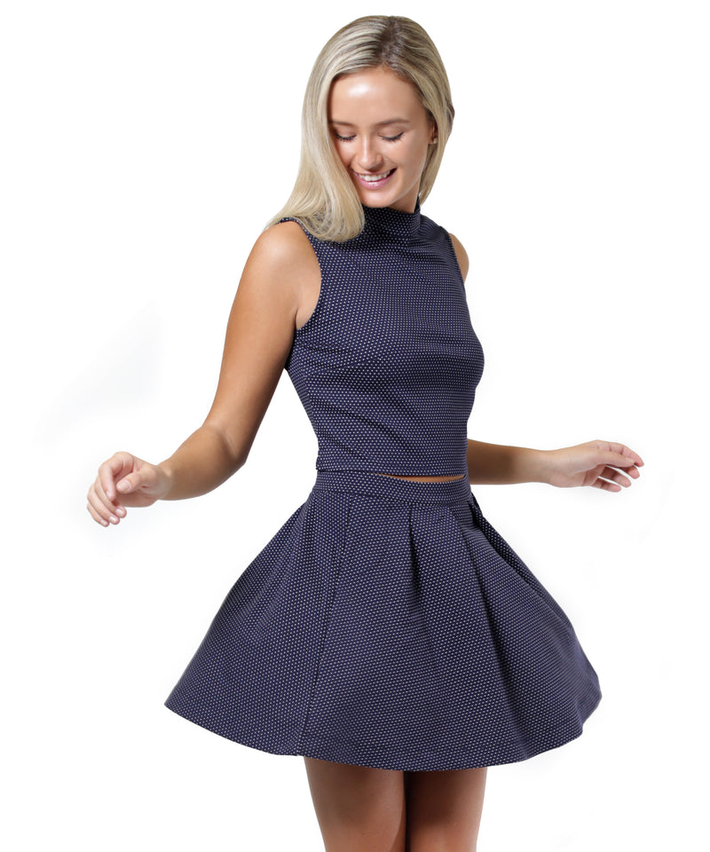 Navy Dot Penelope 2-piece Set - Top and Skirt, Dress - Nettie & Norie's Boutique